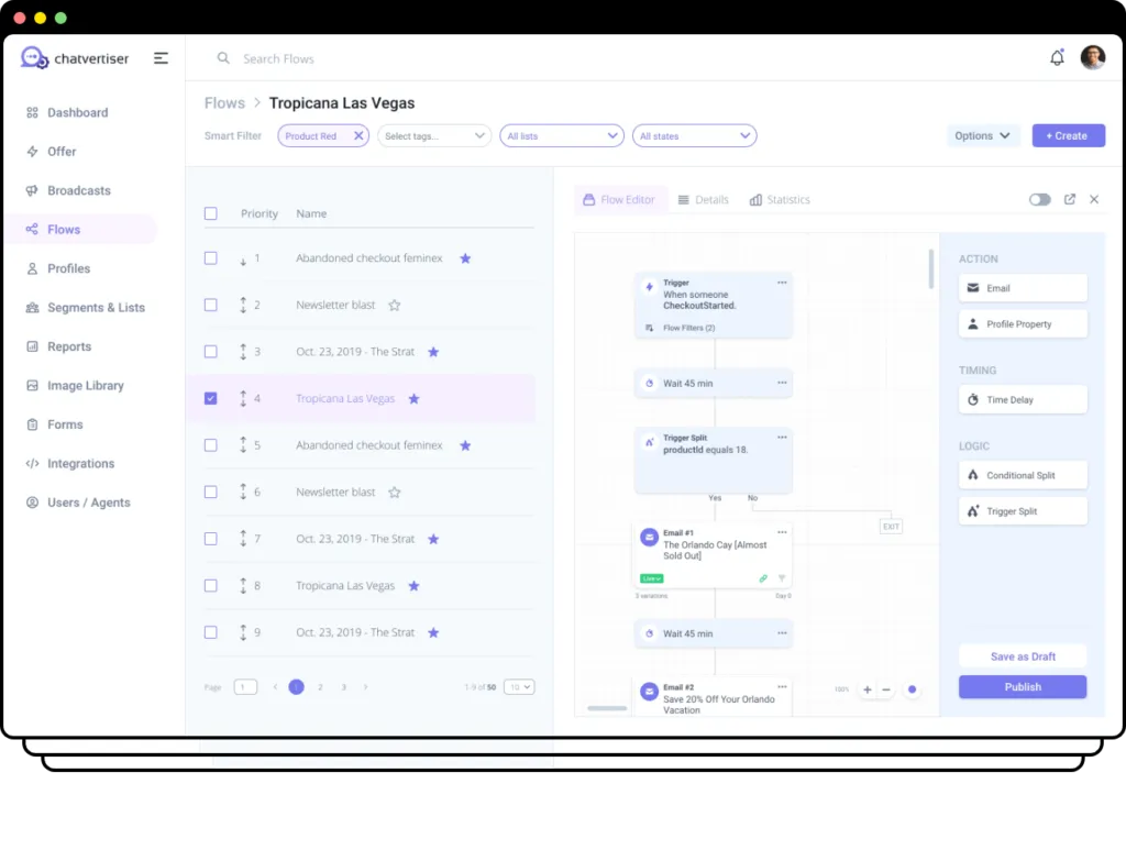 Chatvertiser flow builder